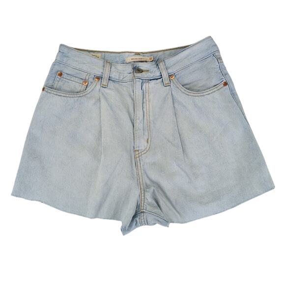 Levi's Premium Rib Cage Shorts Pleated Light Wash Women's 27 Cut Off High‎ Rise - Picture 1 of 5